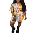 thumbnail image 1 of Women‘s Short Pants Outfits Set  Short Sleeve Pattern Printed  Neck Tops + Elastic Waist Shorts, 1 of 4