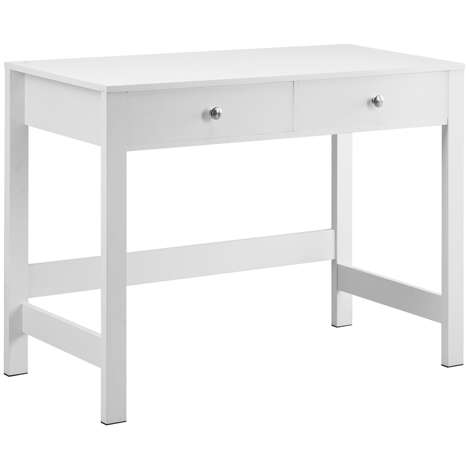 KFFKFF Small Desk with Drawers, Kids Desk for Bedroom, Modern Simple Study Table for Drawing, Reading, Writing, Rectangle MDF Furniture Study Storage Table for Home, Office, White