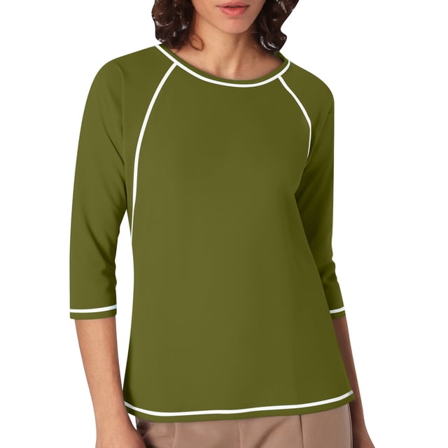 JIRNDf Chemises pour Femmes Hauts d'Été Tendance Manches Longues Col Rond Drôle Squelette Imprimé Coupe Ajustée T-Shirt Tunique T-Shirt pour Femmes Blouse Décontractée Vert Armée TTG