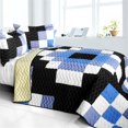 thumbnail image 1 of Same Memory - 3 Pieces Vermicelli - Quilted Patchwork Quilt Set  Full &amp; Queen Size - Purple, 1 of 1
