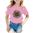 thumbnail image 1 of PMVFHDE T-Shirt Graphique pour Enfants à Imprimé Tournesol, Col Rond, Manches Courtes, Haut Décontracté, Tee pour Fille, 2-Rose, 3-4 Ans, 1 of 4