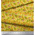 thumbnail image 2 of Soimoi Polyester Crepe Fabric Leaves & Fox Face Cartoon Print Sewing Fabric Yard 52 Inch Wide, 2 of 3