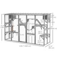 thumbnail image 3 of PawHut Grand Catio Extérieur avec Condos pour Chats, Plateformes, Échelles, Gris, 3 of 10