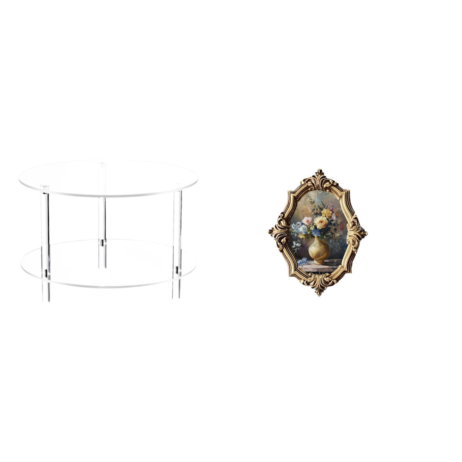 Luzkey Clear Acrylic Side Table End Table Compact NightStand Bedside Furniture Easy Assembly Living Room Bathroom Home Photo Frame Resin Picture Frame Vintag
