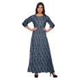thumbnail image 1 of Moomaya Robe Longue Évasée Imprimée pour Femmes Manches 3/4 Col Rond Tenue Décontractée, 1 of 3