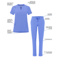 thumbnail image 3 of Adar Addition Go-Higher Scrub Set For Women - Notched V-Neck Scrub Top & Skinny Cargo Scrub Pants, 3 of 7