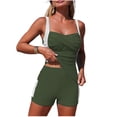 thumbnail image 1 of Brnmxoke Lifeguard Tankini Swimsuit Women Two Piece Ruched Twist Front and High Waisted Tummy Control Beach Bathing Suit for Modest Coverage Army Green,L, 1 of 7