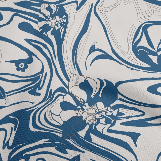 oneOone Polyester Lycra Medium Blue Fabric Abstracts Fabric For Sewing Printed Craft Fabric By The Yard 56 Inch Wide