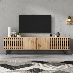 Noble House 65" Modern Vintage TV Stand with 4 Doors,Storage Sideboard Entertainment Center for 65" TV,Natura
