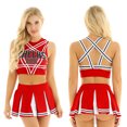 thumbnail image 1 of Aislor Ensemble Court de Pom-Pom Girl pour Femmes avec Mini Jupe Plissée Ensemble d'Uniforme de Cheerleading Rouge TG, 1 of 7