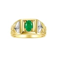 thumbnail image 1 of RYLOS Men's Rings 14K Yellow Gold Rings Designer Weave Band 7X5MM Oval Gemstone & Diamond Ring Emerald May Birthstone Rings For Men,  Size 13, 1 of 7