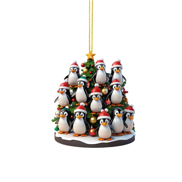 Binwennn Easter Decorations Christmas Tree Penguin Acrylic 2D Pendant Christmas Pendant Christmas Tree Shape Penguin Pendant Christmas Acrylic Pendant New Year Pendant