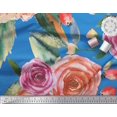 thumbnail image 3 of Soimoi Poly Georgette Fabric Leaves & Rose Flower Printed Fabric 1 Yard 42 Inch Wide, 3 of 3