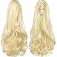 thumbnail image 1 of ORUYROP Extension de Queue de Cheval, extensions de Cheveux à Pince Griffe de 16 Pouces Queue de Cheval Cheveux Courts Bouclés Extension de Cheveux Pièce de Cheveux Synthétique d'Apparence Naturelle pour Femmes Blond Délavé, 1 of 7