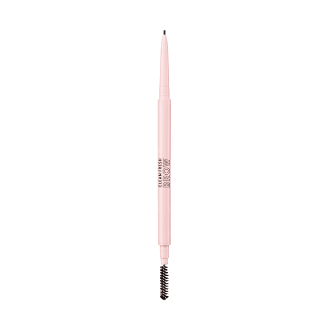 Clean Fresh Crayon Nano pour Sourcils avec Tige Mince Rose Pâle, Doté d'Une Pointe Ultra Précise de 1 mm et d'Une Brosse Bobine Noire Intégrée, Conçu pour l'Eau, Résistant au Transfert et Végane pour Sculpter et Combler les Sourcils avec des Résultats d'Apparence Naturelle.