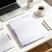 Qiopertar Transparent Plastic Ring Binder with Side Opening, Swivel Document Organizer for Exam Papers Office Supplies