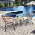 thumbnail image 2 of Costway 3PCS Patio Rattan Bistro Set Coffee Table Armchair Garden Beige Cushion, 2 of 10