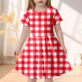 thumbnail image 2 of LUOGENLI Robe Mode pour Enfants à Carreaux Ajustée à Manches Courtes (6 14 Ans) Robe pour Filles Tendance 8-9 Ans, 2 of 4