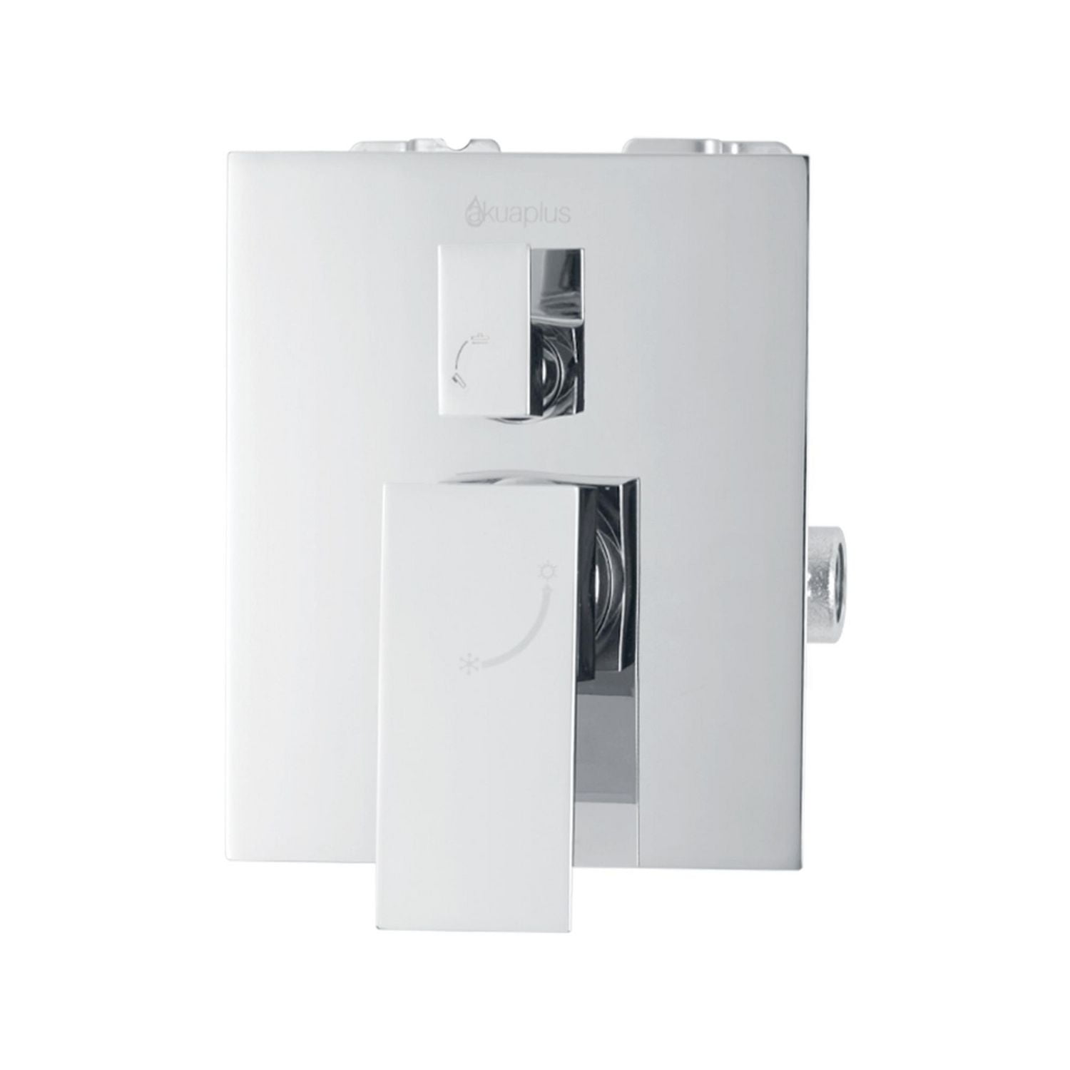 Robinet de bain-douche à pression équilibrée avec inverseur 3 voie carré akuaplus(MD), douche à main aimantée 3 réglages avec pommeau et bec de bain fini chrome