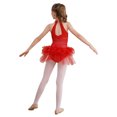 thumbnail image 2 of Oyolan Robe Tutu en Tulle à Strass Col Halter Scintillant pour Filles Vêtements Contemporains Robes de Danse Ballet pour Enfants Rouge 14, 2 of 7
