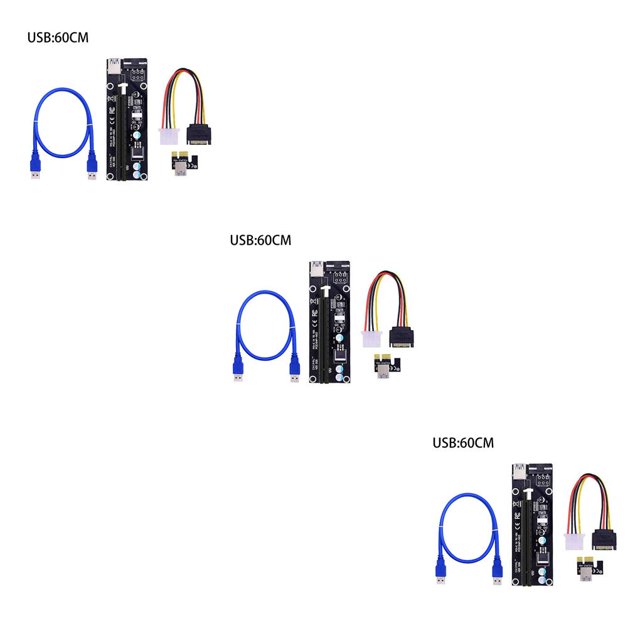 Maytalsory 30/60CM PCI-E Riser Card PCIe 1x to 16x USB 3.0 Data Cable Mining Black 60CM 3Set
