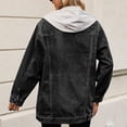 thumbnail image 4 of Timegard Womens Denim Jackets Lapel Neck Long Sleeve Drawstring Hoodie Top Jean Jacket with Pockets, 4 of 5