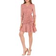 thumbnail image 1 of INSPIRE CHIC Women's 3/4 Sleeve Ruffle Hem Buttons Decor Drawstring Ruched Dress, 1 of 6