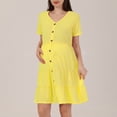 thumbnail image 2 of FAIWAD Maternity Tiered Dresses Short Sleeve V-Neck Casual Loose Button Down Ruffle Dresses Pregnancy Clothes, 2 of 8
