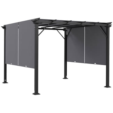 Outsunny 10' x 10' Retractable Pergola Canopy for Backyard, Garden, Grey