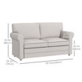 thumbnail image 3 of HOMCOM 59" Loveseat Sofa for Bedroom, 2-Seater Couch, Light Grey, 3 of 10