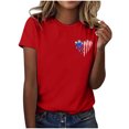 thumbnail image 4 of Hauts de Printemps pour Femmes Jour de L'Indépendance Drapeau Col Rond Imprimé Lettre Manches Courtes T-Shirts Surdimensionnés pour Femmes Rouge L, 4 of 4