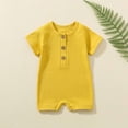thumbnail image 4 of zyoiszvq Baby Short Sleeve Onesies - Button Collar Solid Color Short Rompers,0-24M, Yellow, 4 of 4