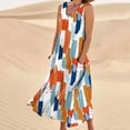 thumbnail image 1 of Jsaierl Robes Maxi pour Femmes en Coton et Lin à Imprimé Graffiti, Robe Longue Décontractée Fluide Sans Manches à Encolure Dégagée avec Poches, 1 of 5
