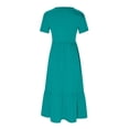 thumbnail image 5 of Robes pour Femmes 2024 Été Surdimensionnée Décontractée à Manches Courtes Col Rond Robe Décontractée Fluide à Étages Maxi de Plage avec Poches Rabais de 50 % Liquidation!, 5 of 5