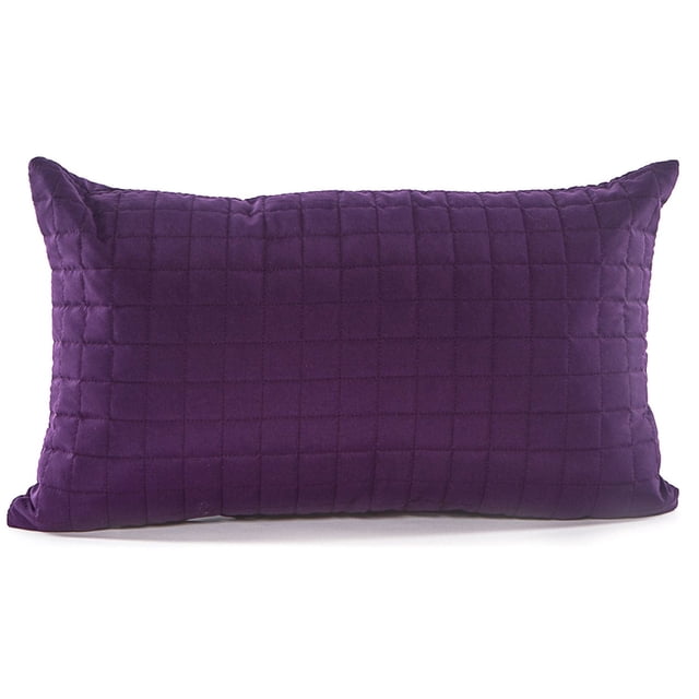 Gouchee Design Grid Long Cushion in purple, a 20 by 12 inch rectangular throw pillow with quilted grid pattern on soft brushed microfiber fabric, filled with premium polyester fiber, ideal for decorative use and added comfort in home décor settings.