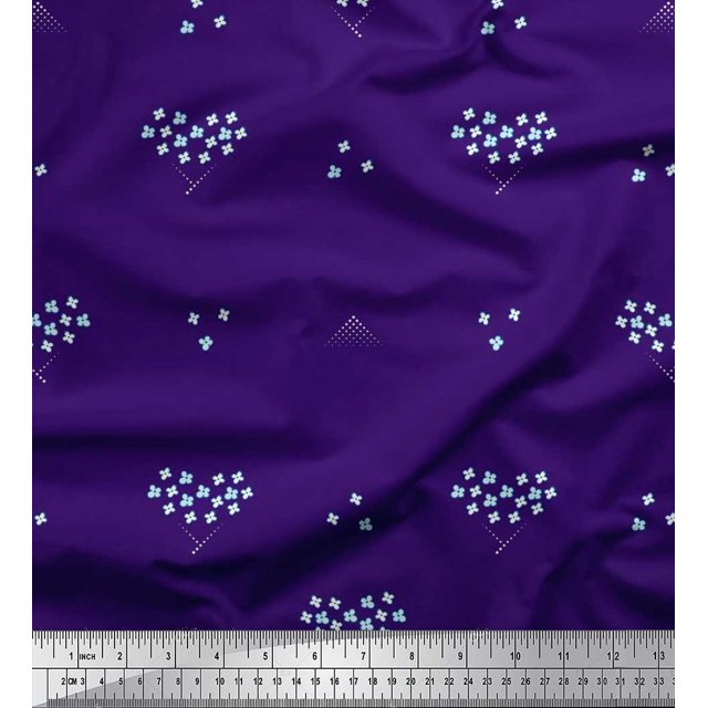 Soimoi Poly Georgette Fabric Dot & Floral Artistic Print Fabric by Yard 42 Inch Wide
