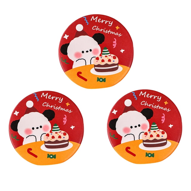LCXmlly Dressing Mirror Portable Christmas Mirror Set 3Pcs Cartoon Design Vibrant Colors Easy to Carry