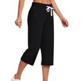 thumbnail image 1 of Innerwin Solid Color Women Capri Pants, Black, Size L, 1 of 3
