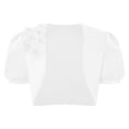 thumbnail image 1 of Hansber Boléro Scintillant pour Filles Manches Courtes Ouvert Cardigan Court Robe de Mariage Fleur Blanche 8, 1 of 7