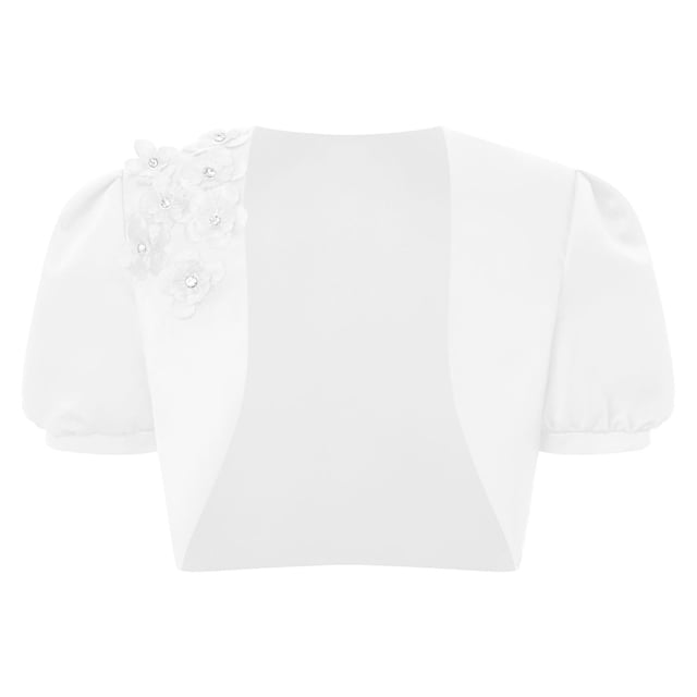 Hansber Boléro Scintillant pour Filles Manches Courtes Ouvert Cardigan Court Robe de Mariage Fleur Blanche 8