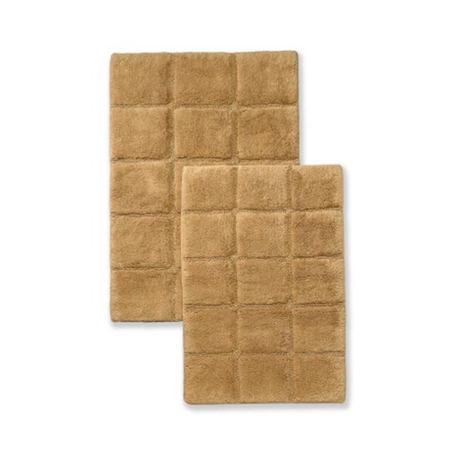 Superior BATHRUG-CH2PC-TO Bath Rug Set Cotton Checkers - Toast, 2 Pieces