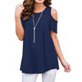 thumbnail image 2 of Timegard Womens Tops Cold Shoulder Crew Neck Short Sleeve Tunic Tops Mid Long Comfy Summer Casual, 2 of 6