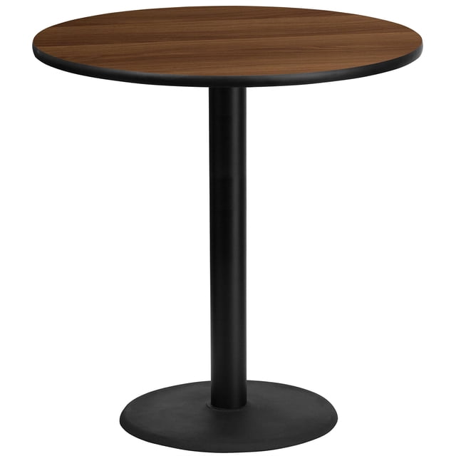 Bowery Hill Table de Bar Ronde 42 Pouces en Noir et Noyer