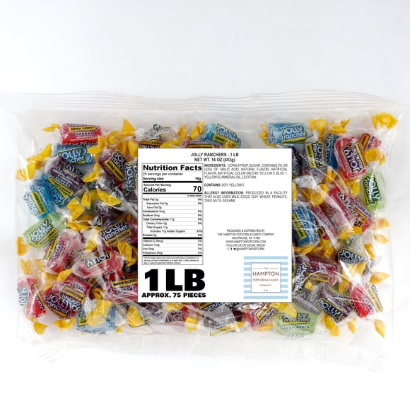 Jolly Ranchers Hard Candy – Mix Flavor – 1 LB Bulk Bag (Approx. 75 Pieces) – Individually Wrapped Tart & Sweet Treats for Baby Showers, Back to School, Birthdays & Gift Bags