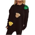 thumbnail image 2 of TIMIFIS Femmes Christmas Sweater Graphique Imprimé Manches Longues Col Ras du Cou Chandail Tricoté Léger Automne Chandail Décontracté Chandails des Fêtes, 2 of 8
