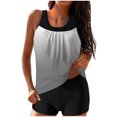 thumbnail image 1 of FAVIPT Bathing Suits for Women Tummy Control Two Piece Printed Tank Top with Shorts Modest Athletic Swimwear Gray,XL, 1 of 5