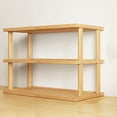 thumbnail image 4 of 3 Tier Wooden Shelf Bookcase Modern Open Bookshelf Bamboos Shoe Rack Storage Rack Multifunctional Display Stand For Living Room Bedroom Office Yellow Wood W-792 Yellow, 4 of 6