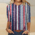 thumbnail image 1 of Hauts d'Été pour Femmes 2023 Mode Féminine Manches Courtes Col Rond Rétro Imprimé Ample Blouse Manches Trois-Quarts Bohème Grande Taille T-Shirt pour Femmes, 1 of 4
