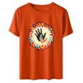 thumbnail image 5 of Dadaria T-Shirt pour Femmes T-Shirt Orange Hauts T-Shirt à Manches Courtes Col Ras du Cou Tee d'Été Empreintes de Mains Chandail Blouses TG, 5 of 5