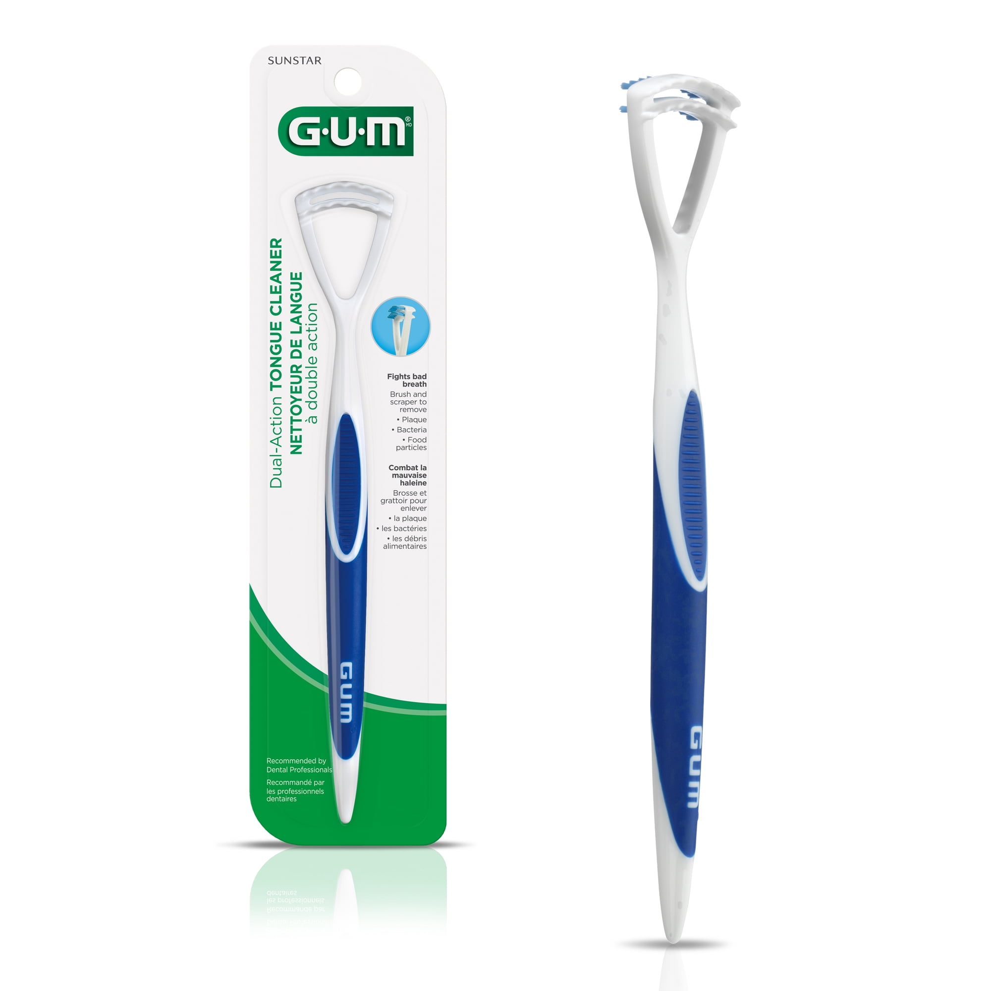 GUM® Dual-Action Tongue Cleaner Brush/ Scrapper, Fights Bad Breath, 1 Count
